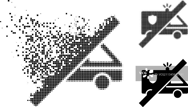 碎片化和半色调点状无警车标志图片素材