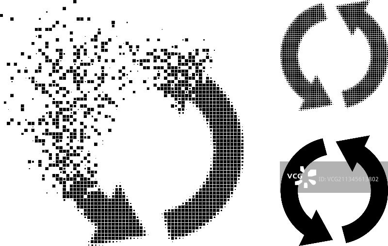 损坏的半色调像素回收标志图片素材