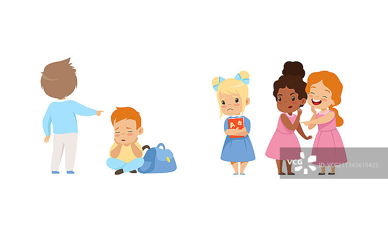 校园欺凌概念：嘲笑的女生图片素材