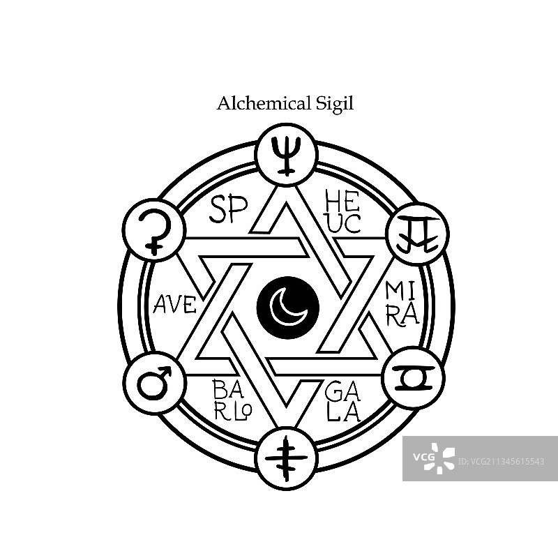 带有图案的神奇炼金印章图片素材