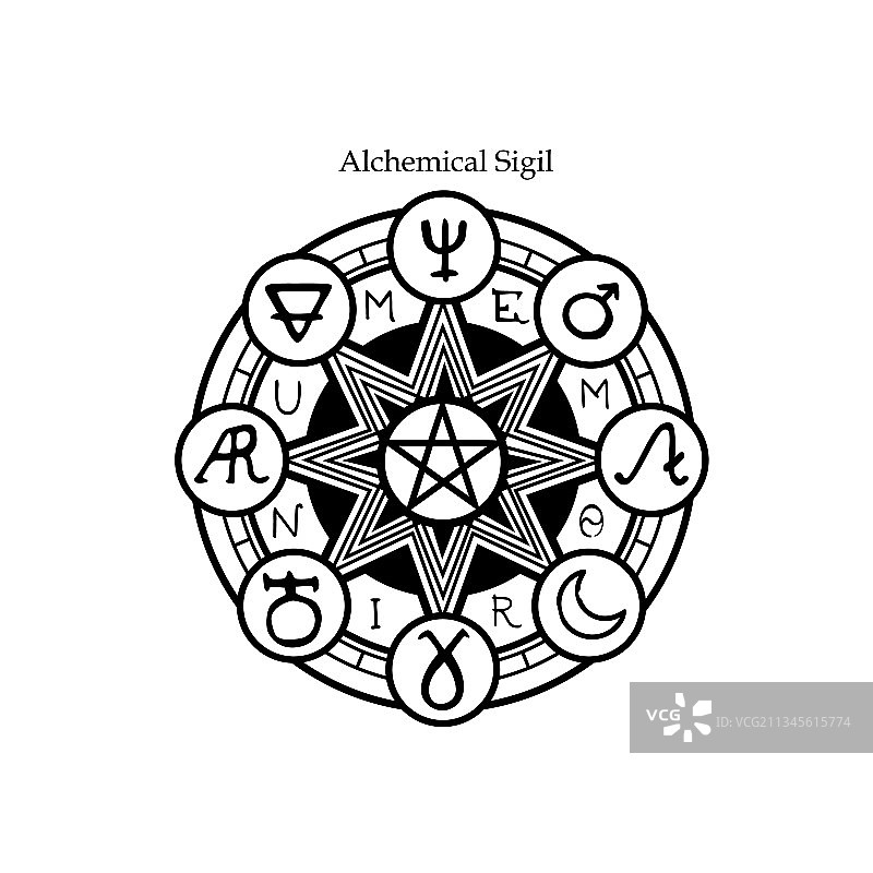 带有图案的神奇炼金印章图片素材