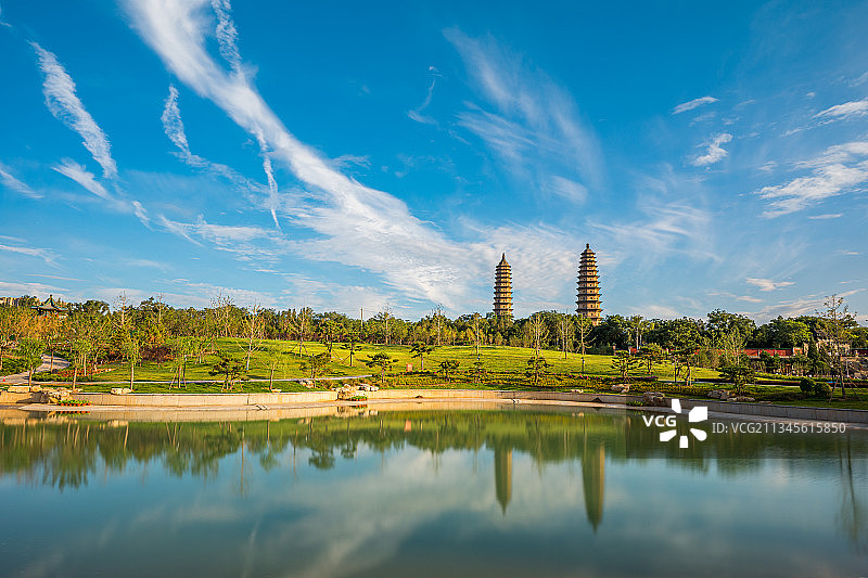 双塔,僧院,太原,双峰塔,永祚寺图片素材