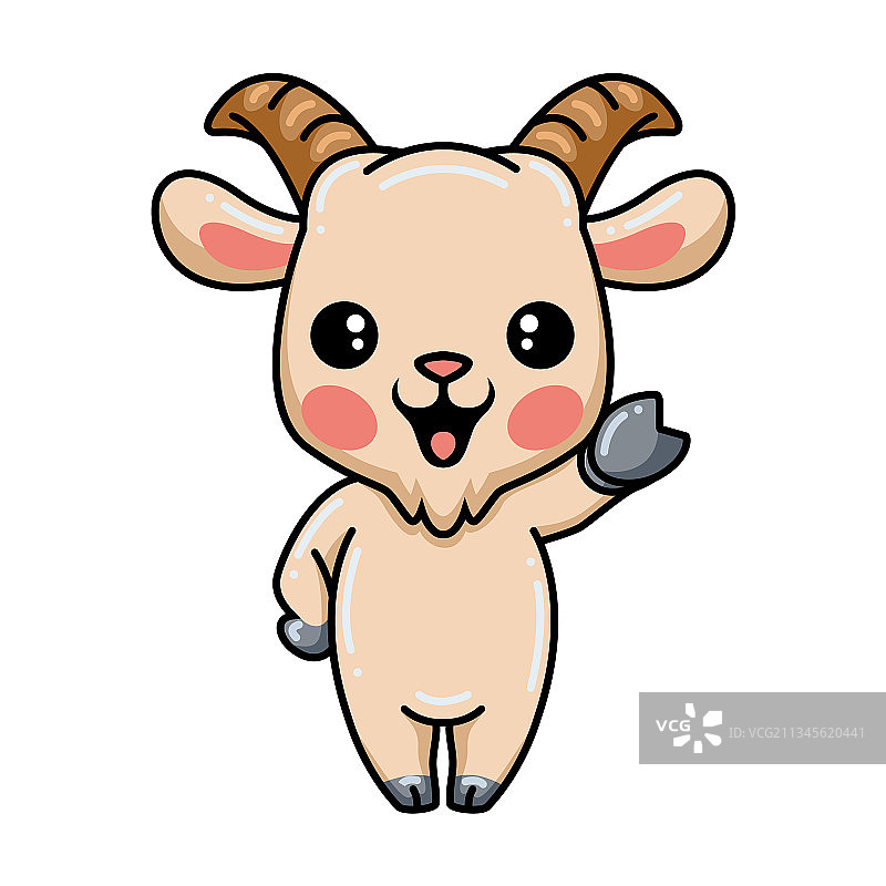 挥手的可爱卡通小山羊图片素材
