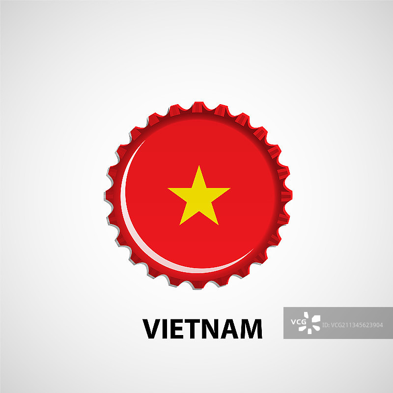 白色背景上的瓶盖越南国旗图片素材