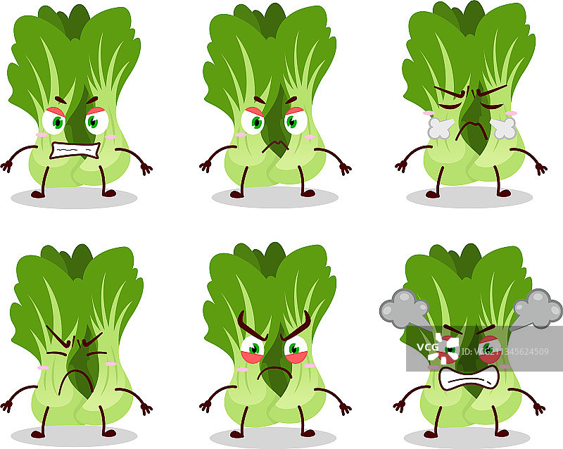 多种愤怒表情的白菜卡通形象图片素材