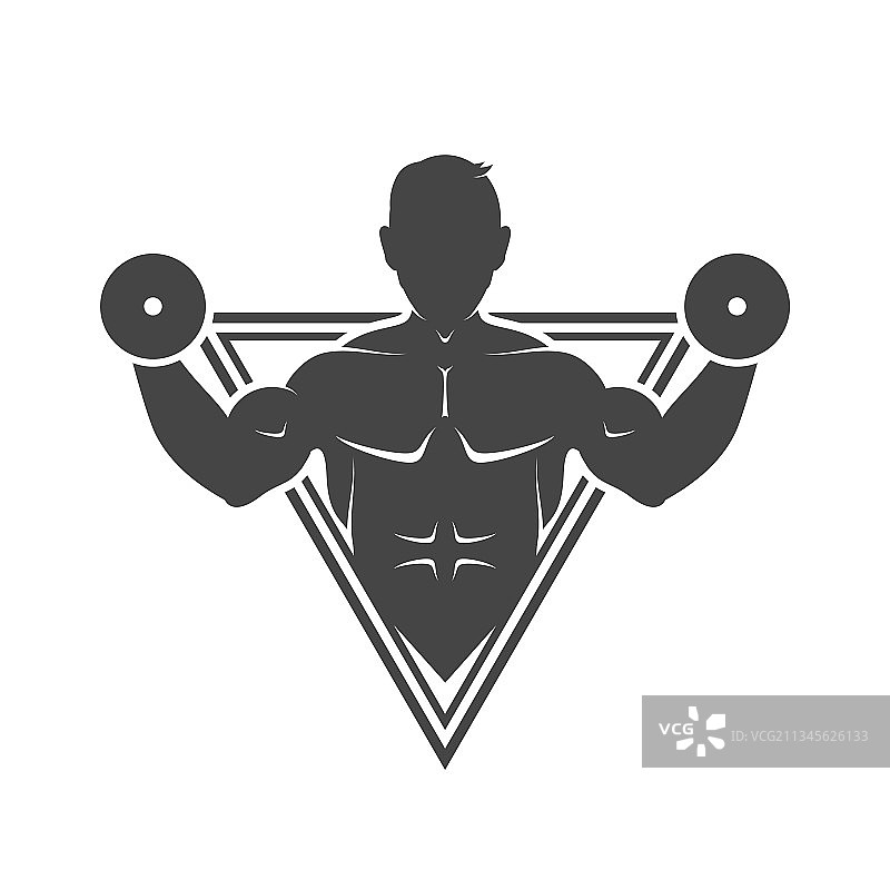 举重运动员轮廓健身房标志图片素材