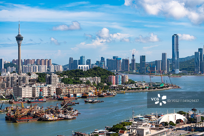 广东省珠海湾仔旅游码头城市风光白昼图片素材