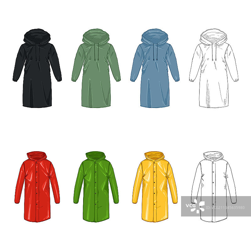 雨衣卡通和素描图片素材