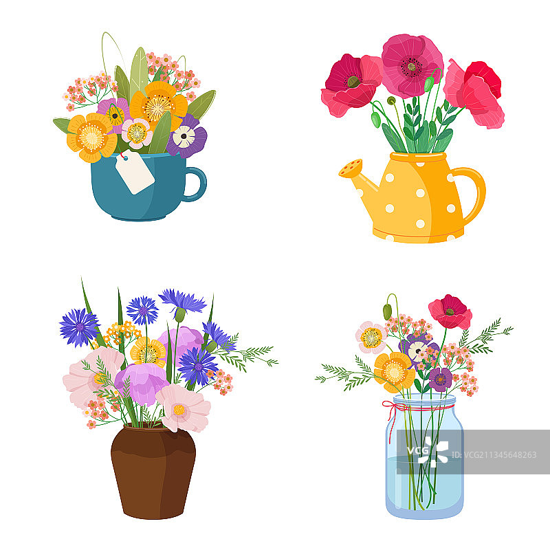 四束美丽的不同野花图片素材