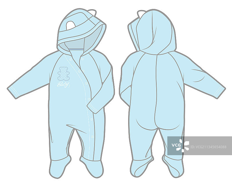 男婴长袖连帽连体衣图片素材