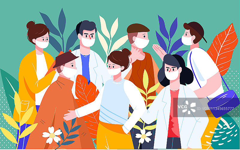 人群返工返程高峰聚集疫情安全健康出行插画图片素材