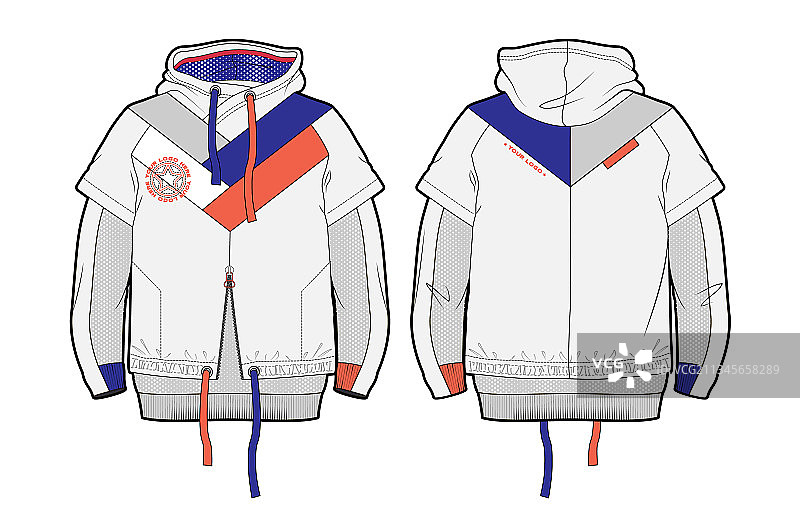 连帽运动夹克对比细节图片素材