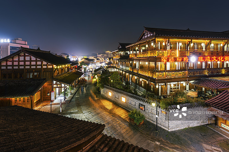 夜晚的常德河街非遗文化街图片素材