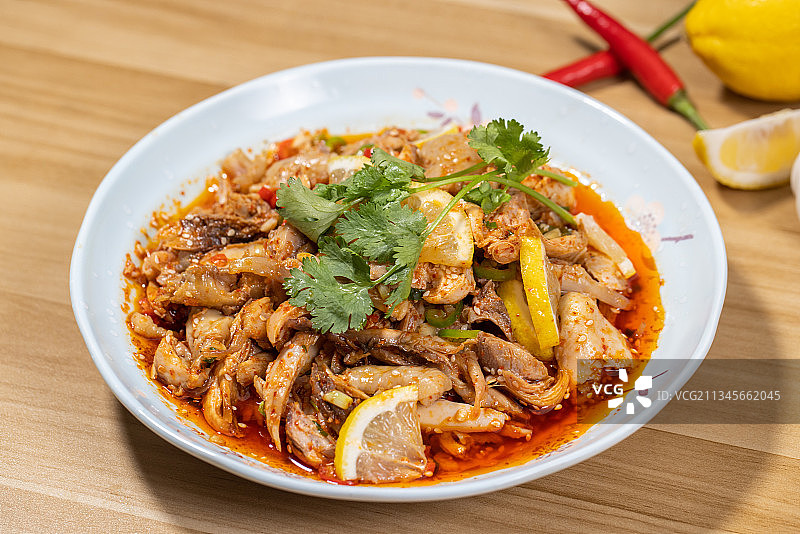 柠檬手撕鸡肉图片素材