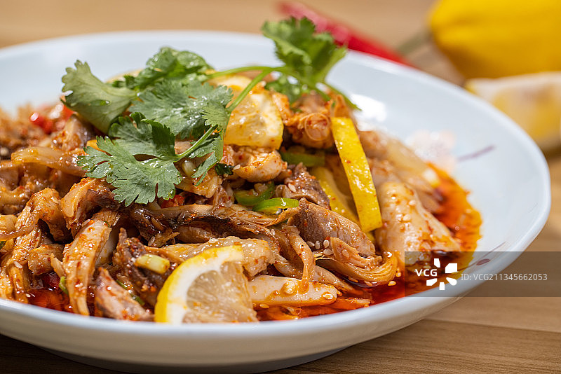 柠檬手撕鸡肉图片素材