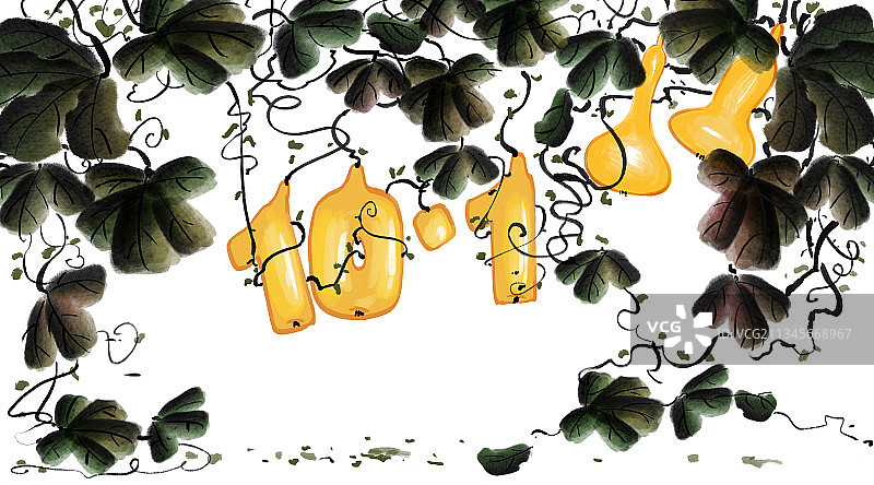 国风国潮国庆展板水墨风格景物背景插画图片素材