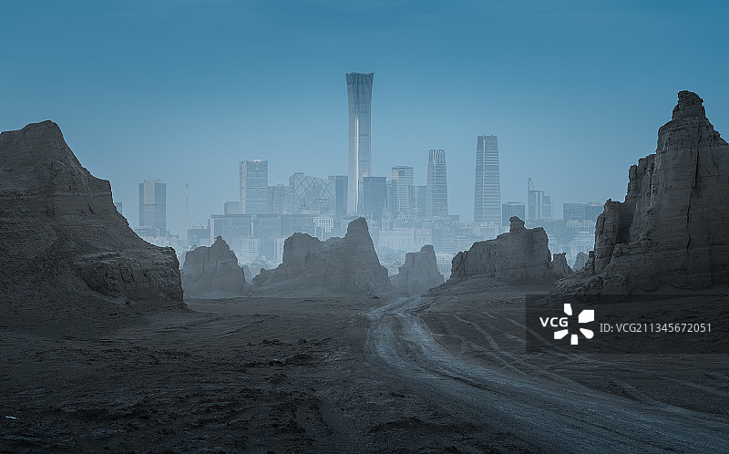 北京城市海市蜃楼图片素材