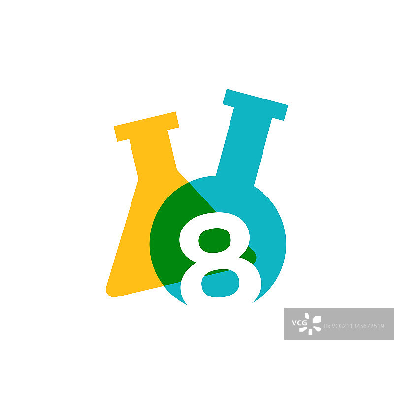 数字8实验室玻璃器皿烧杯图片素材