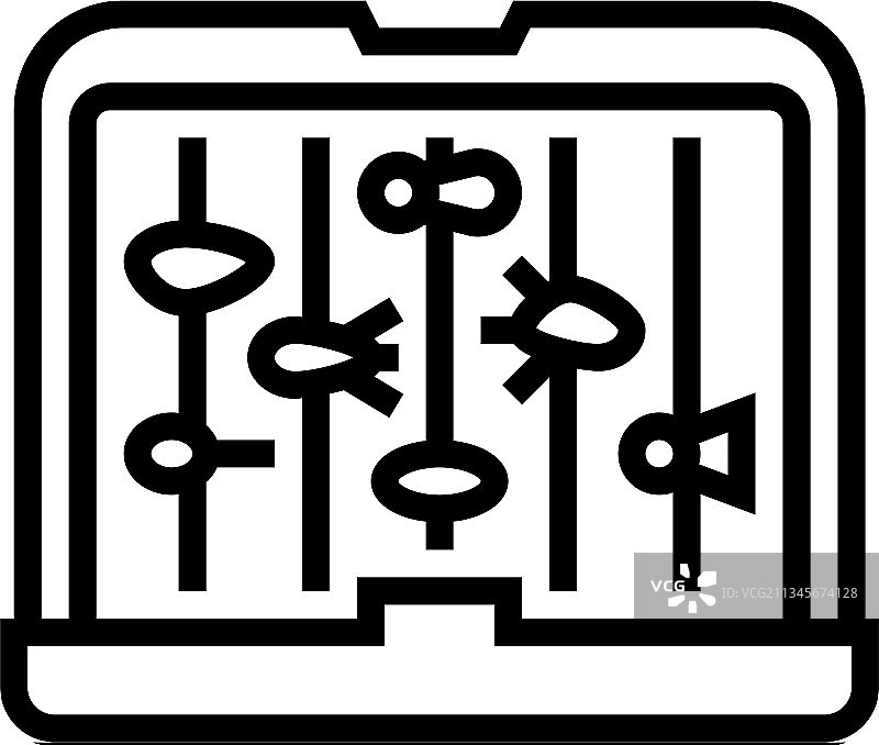 飞蝇钓鱼盒线条图标图片素材