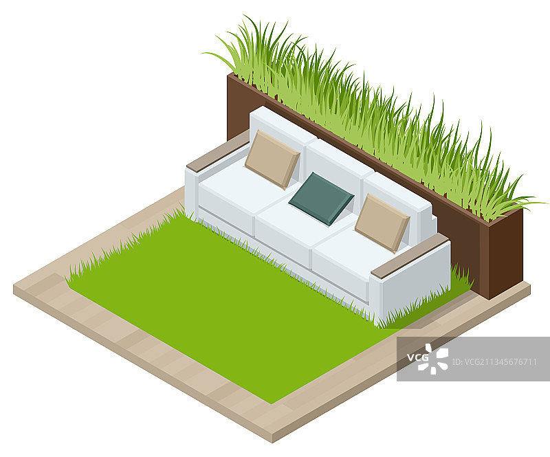 办公室里的2.5D绿色墙壁和舒适沙发图片素材