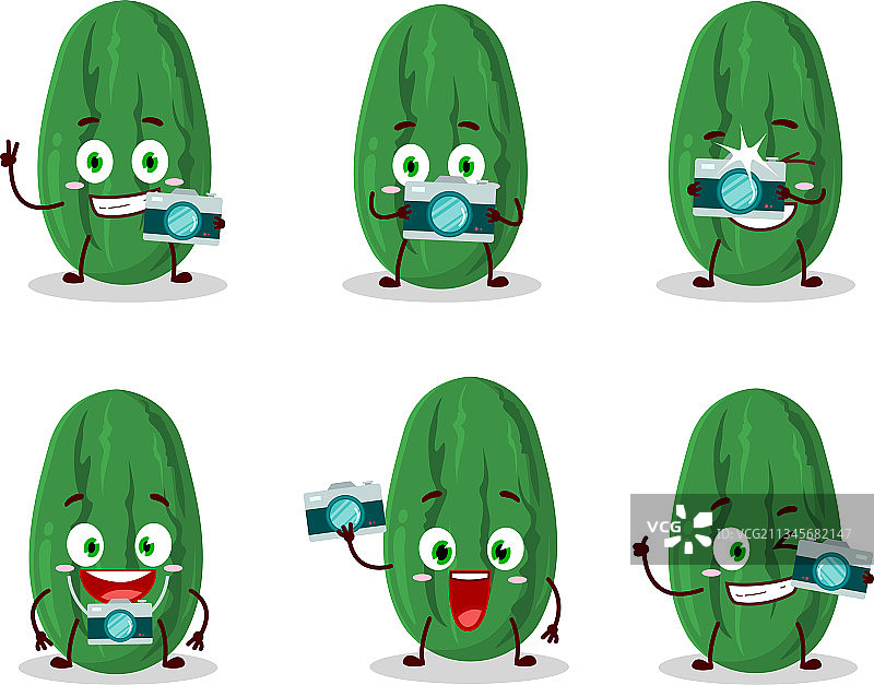 拿着黄瓜的摄影师表情符号图片素材