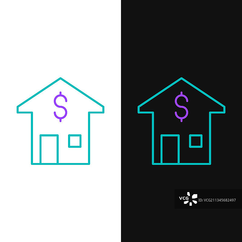 线条房屋美元符号图标图片素材