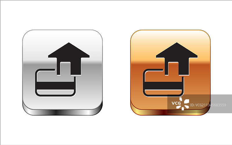 白色背景上的黑色信用卡图标图片素材