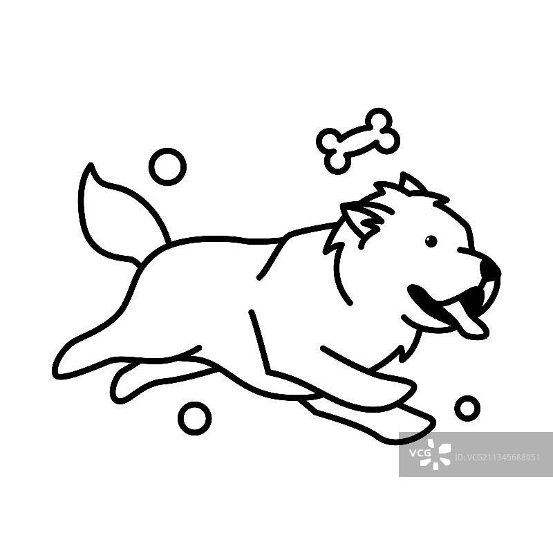 卡通松狮犬轮廓风格图标图片素材