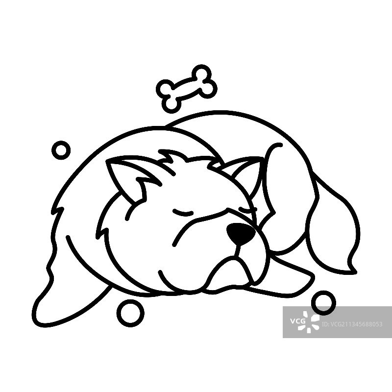 卡通松狮犬轮廓风格图标图片素材