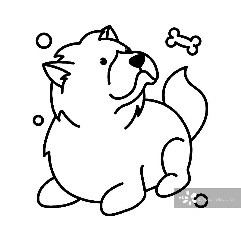 卡通松狮犬轮廓风格图标图片素材
