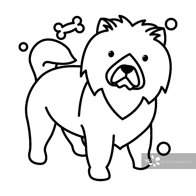 卡通松狮犬轮廓风格图标图片素材