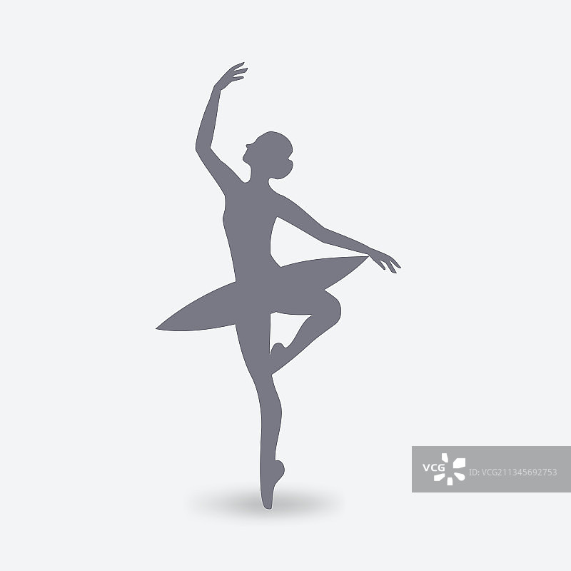 白色背景上的芭蕾舞女孩剪影图片素材