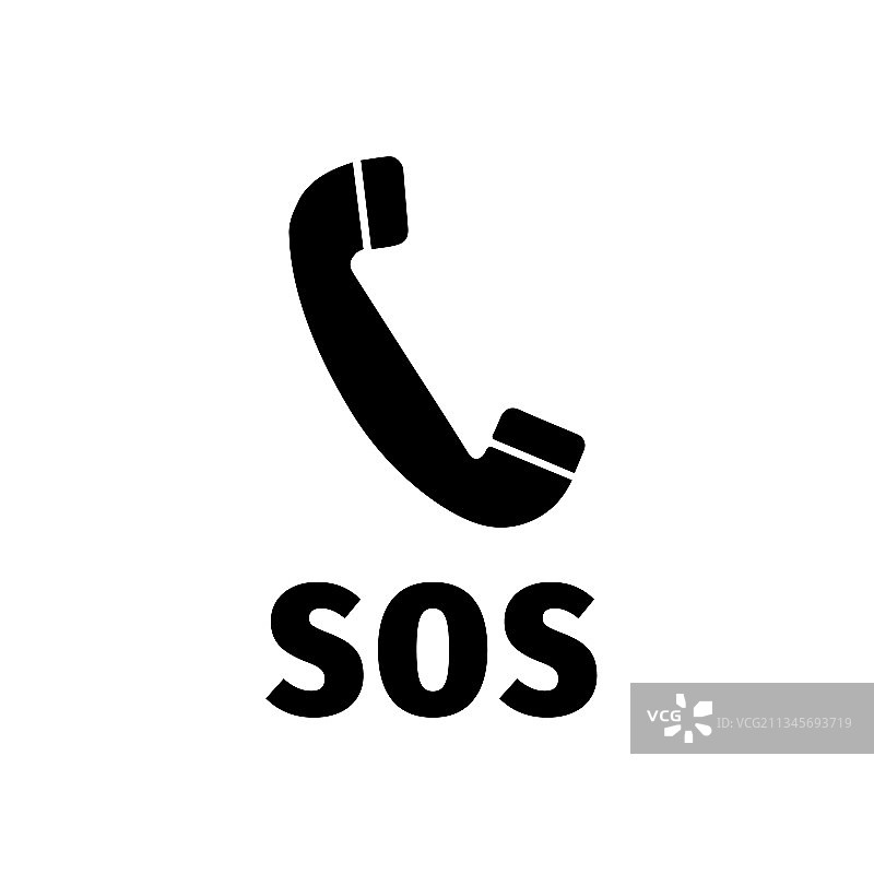带有手机轮廓的求助热线SOS标志图片素材