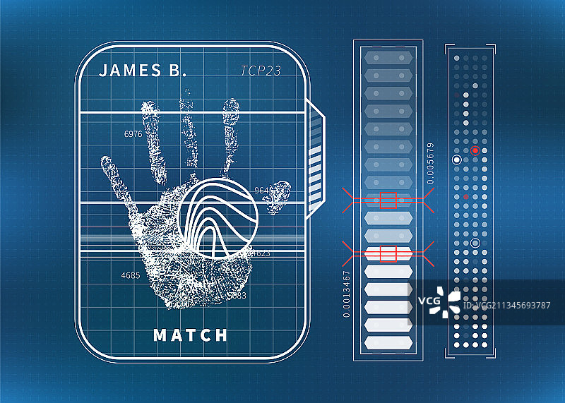 带有手掌和图表的指纹扫描图片素材