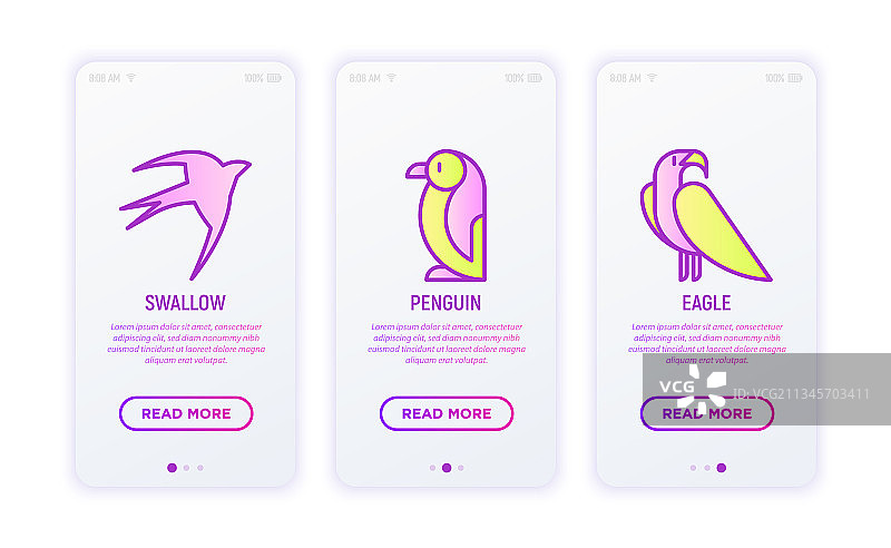 鸟类细线条图标合集：燕子与企鹅图片素材