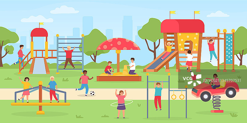 公园儿童游乐场，孩子们在玩耍图片素材