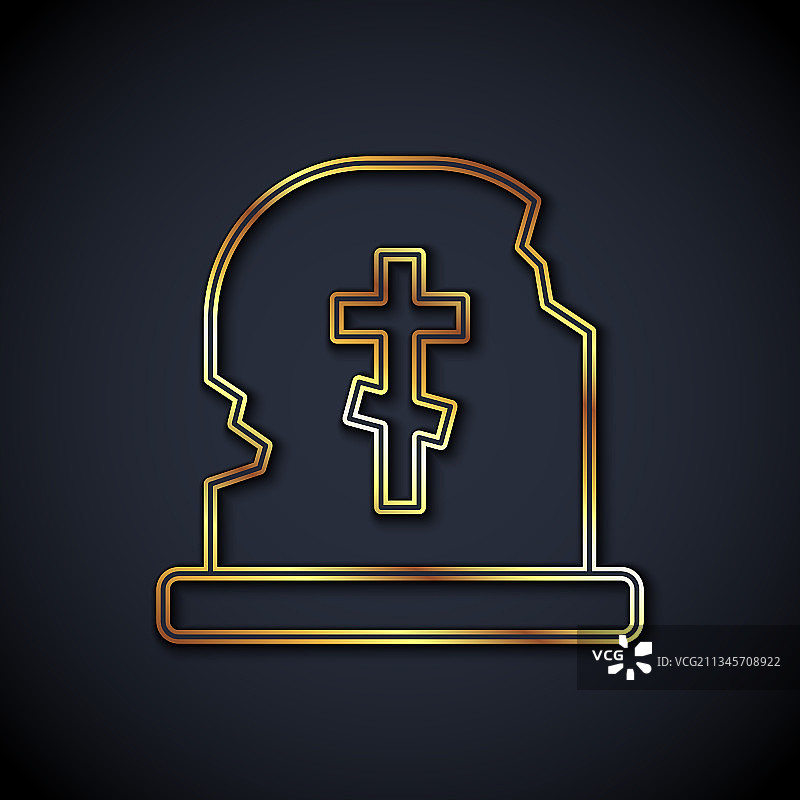 金色线条墓碑坟墓图标图片素材