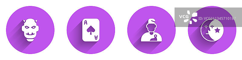 戴角面具魔鬼扑克牌图片素材