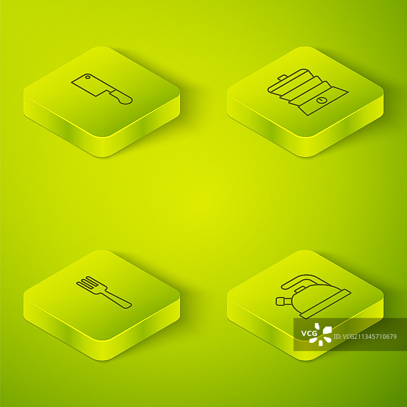 2.5D慢炖锅、叉子、水壶图片素材