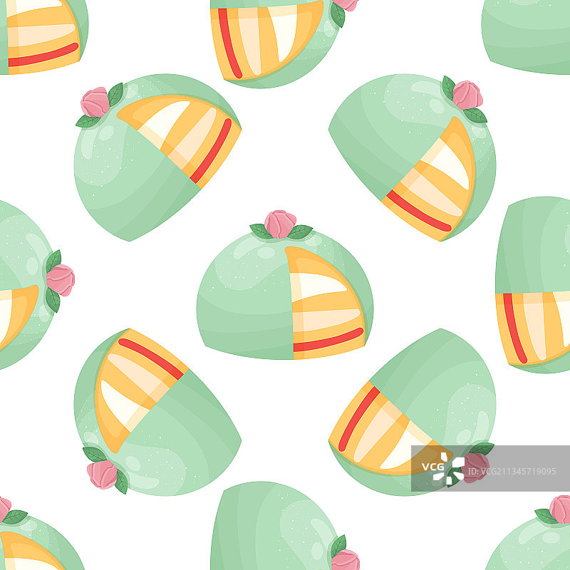 绿色杏仁蛋白软糖蛋糕无缝图案图片素材