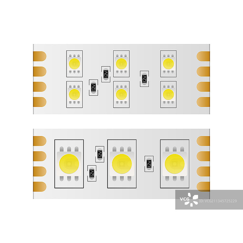 白色背景上的LED灯带图片素材