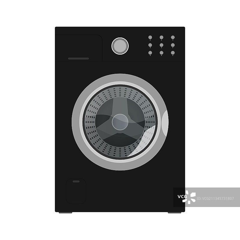 白色背景上的黑色洗衣机图片素材