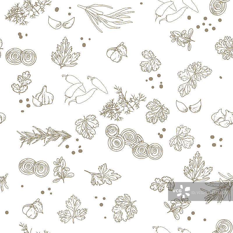 厨房蔬菜和香料无缝图案图片素材