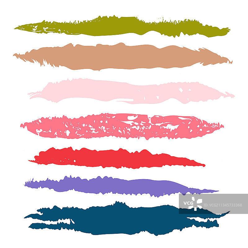 白色底色上的各种彩色油漆笔触图片素材