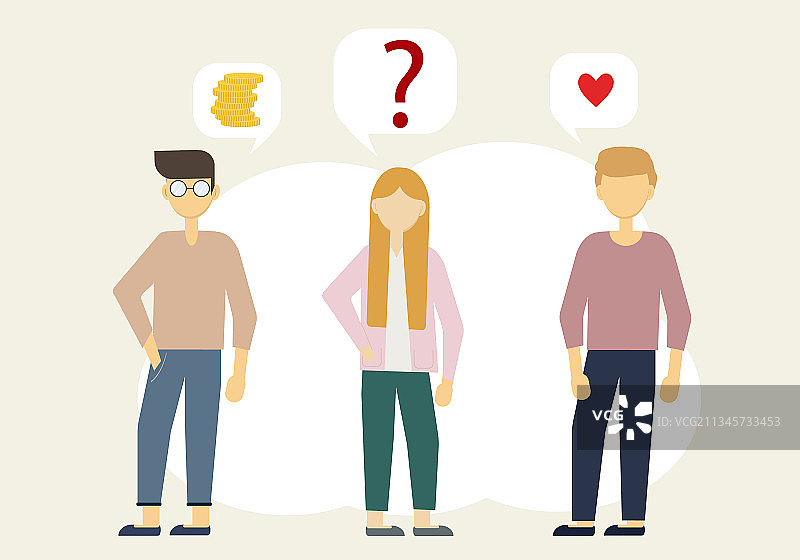 一位女士和两个男人，其中一个有钱图片素材