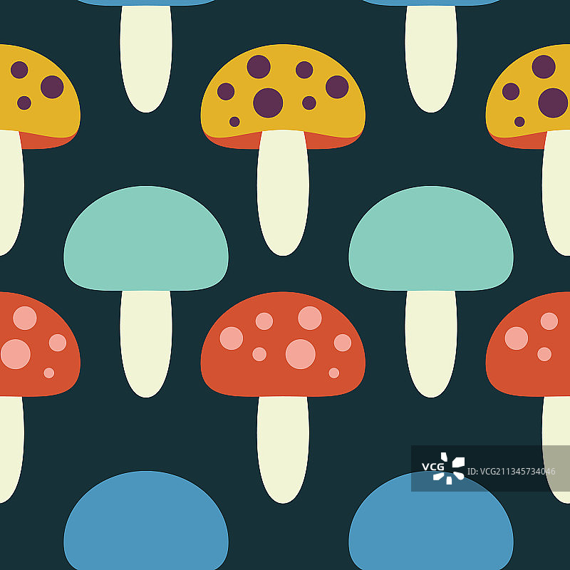 蘑菇飞伞菌装饰现代无缝图案图片素材