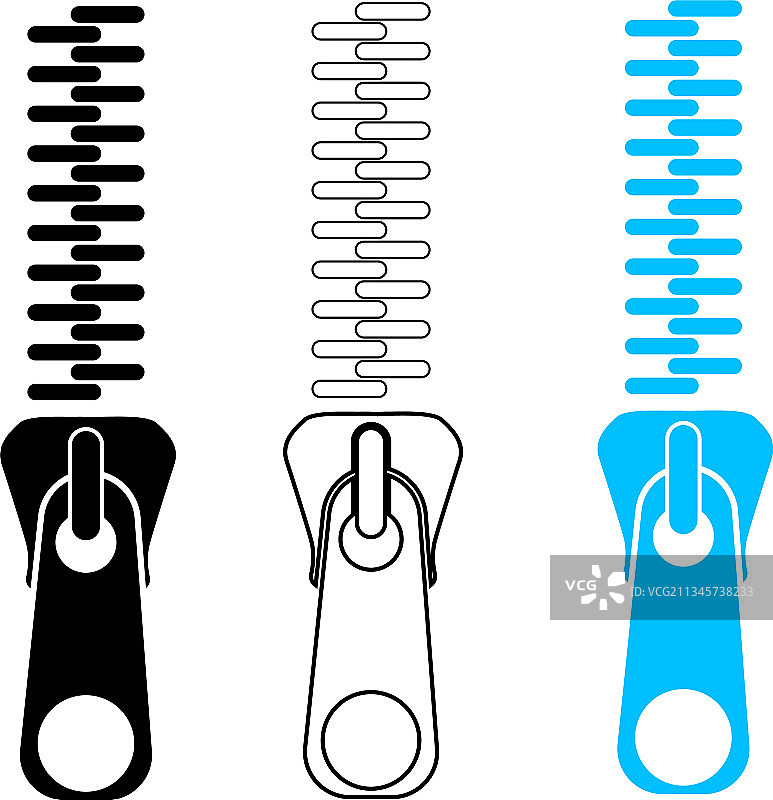白色背景上的拉链图标图片素材