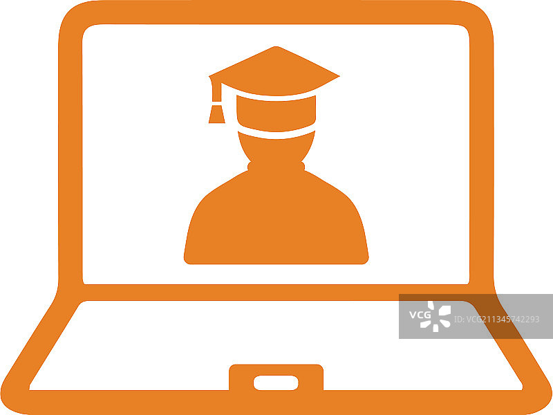 橙色教育毕业在线学习图标图片素材