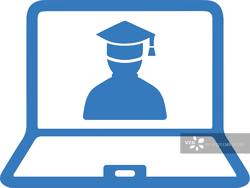 毕业电子学习教育蓝色图标图片素材