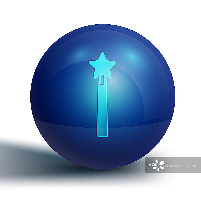 白色背景上孤立的蓝色魔法棒图标图片素材